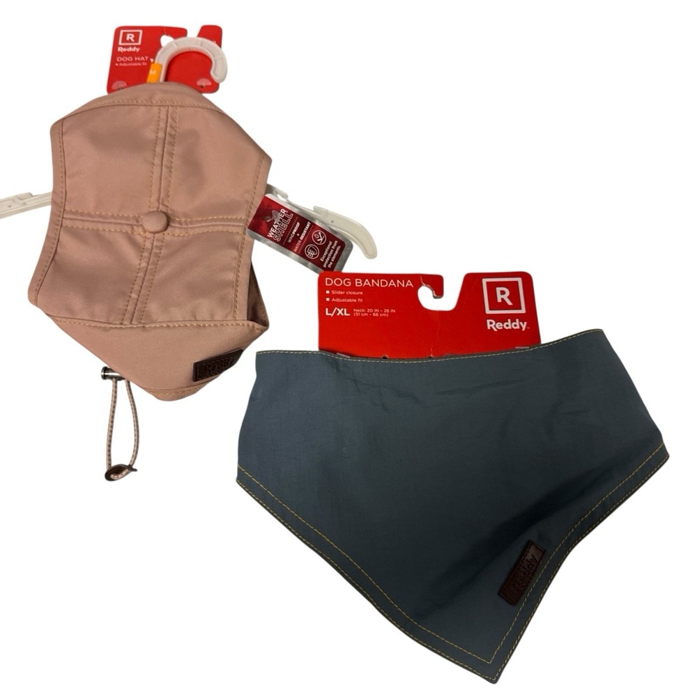 Reddy dog Pink hat weather‎ shell + Gray Bandana Sz: L/XL water-resistant